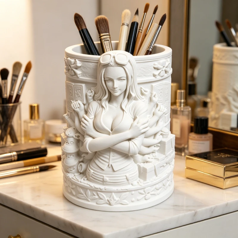 

3D Printed Nico Robin Embossed Pen Holder,Cosmetic Storage Box,Art Decor Home Cafe Bar Bookshop Ornament