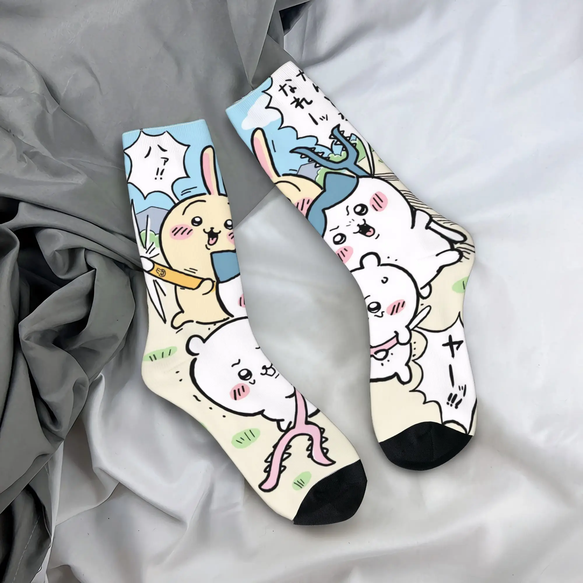 

Милые чулки Chiikawa, элегантные носки для женщин и мужчин, мягкие носки, весенние уличные противоскользящие носки с узором, подарок