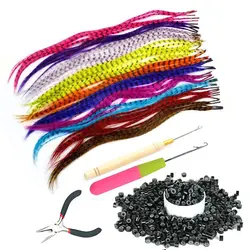 Capelli finti fili colorati di estensione dei capelli falso arcobaleno testa finta colorazione piuma per capelli sintetici
