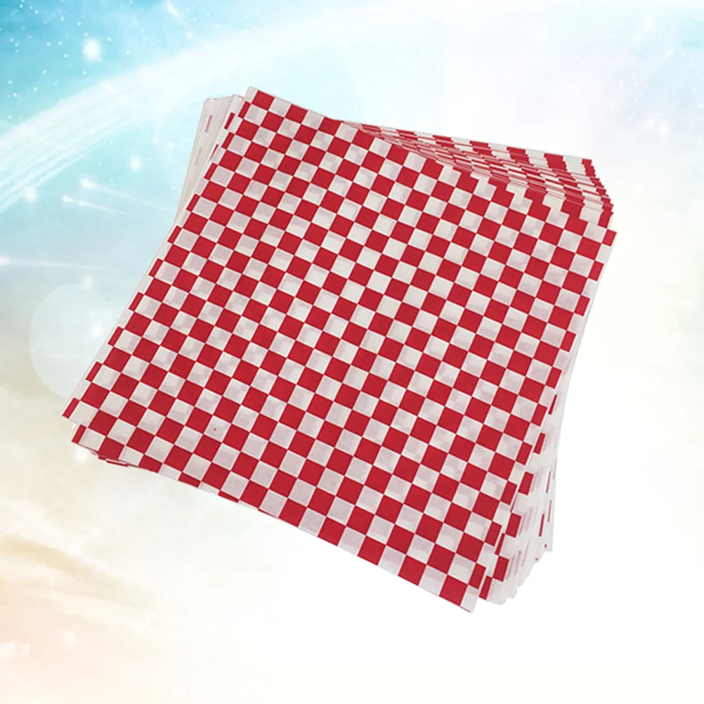 200pcs Sheets Checkered Wrapping Papers Chips Food Wrapping Papers Grease-Resistant Sandwich Wrap Prevents Food Stains