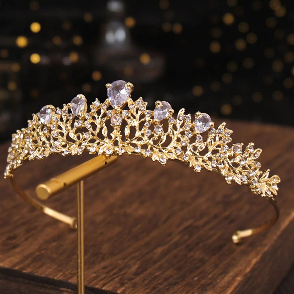 

Golden Wedding Crown Bridal Headband Rhinestone Hairband Adornment Exquisite Crown Tiara For Prom Anniversary Formal Party Hair