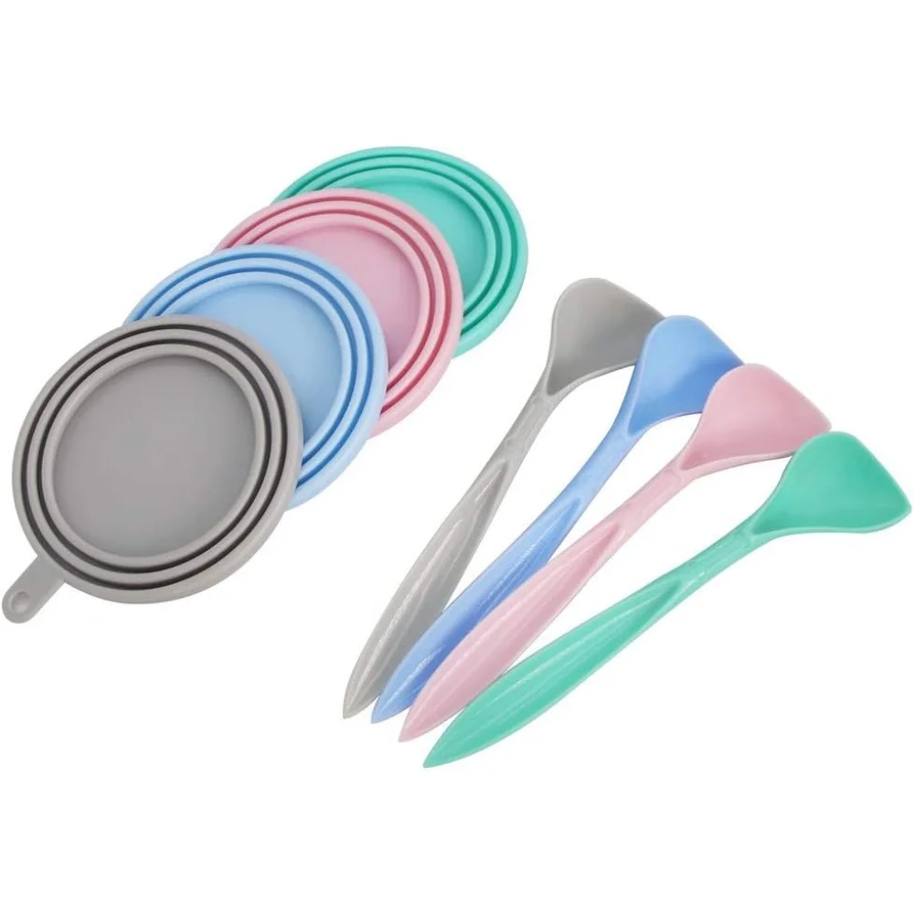 Tapas para latas de comida para mascotas, cuchara enlatada para alimentos, cubiertas universales de silicona, cuchara reutilizable para comida húmeda para gatos, la mayoría de las latas de alimentos estándar