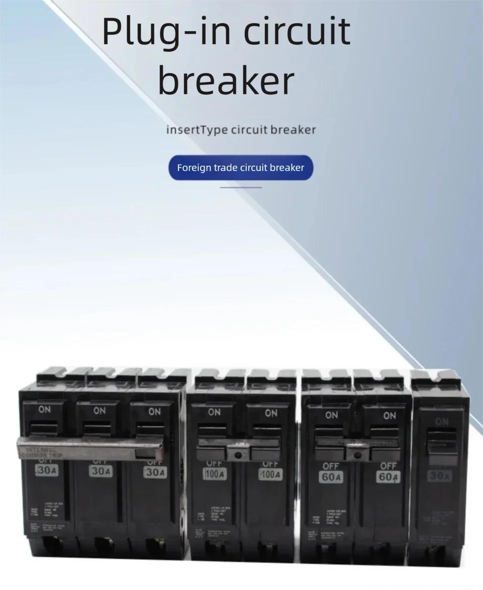 Plug-in 3P Circuit Breaker - No Load Required for Installation 10A-100A Current Rating Electrical Safety Device