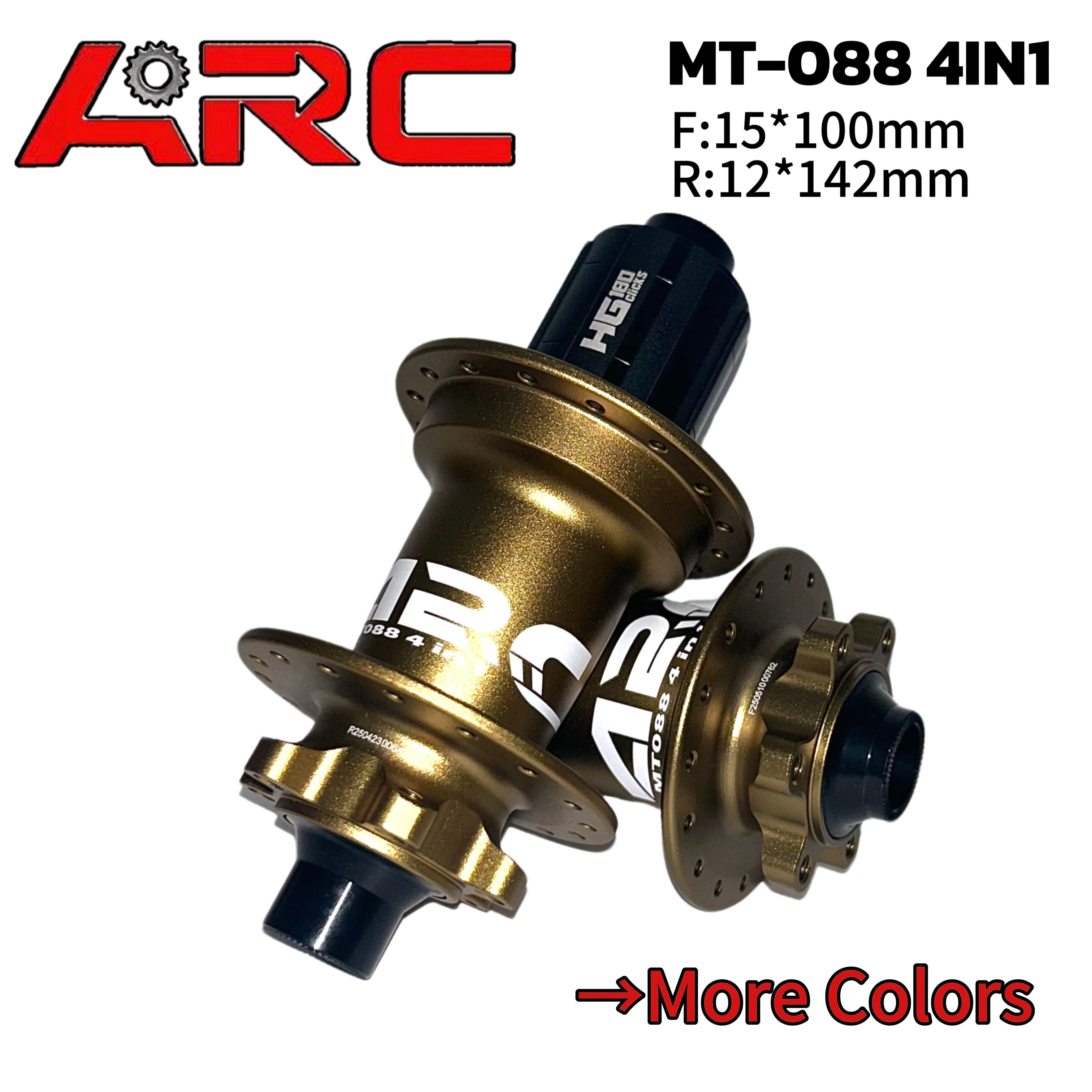 

ARC MT088 4IN1 Front/Rear 32-Hole MTB Hub 12-Speed 6-Pawl 2-Teeth 180-Click Disc Brake Bearing Thru-Axle Hub With HG/MS/XD Set