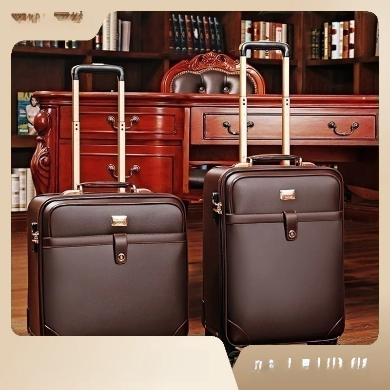 Luggage pull rod travel password leather business boarding box Travel bag