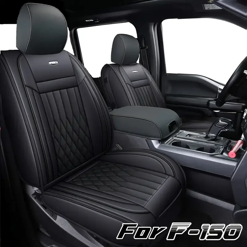 Ford F150 Seat Covers Full Set Fits 2015-2025 Ford F150 and 2017-2025 F250 F350 F450 Waterproof Faux Leather