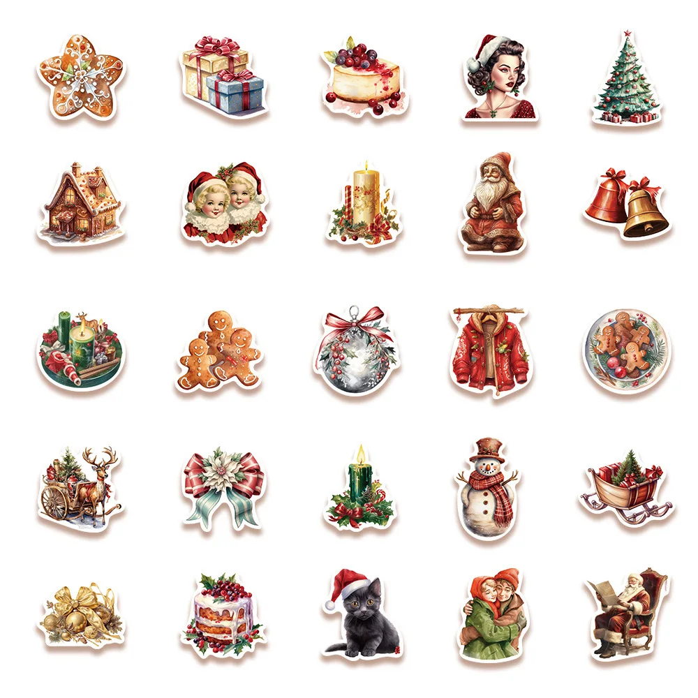 10/50 pz capodanno buon natale babbo natale adesivi per Windows Scrapbooking Snowboard Decor Packaging decalcomania Sticker Toy