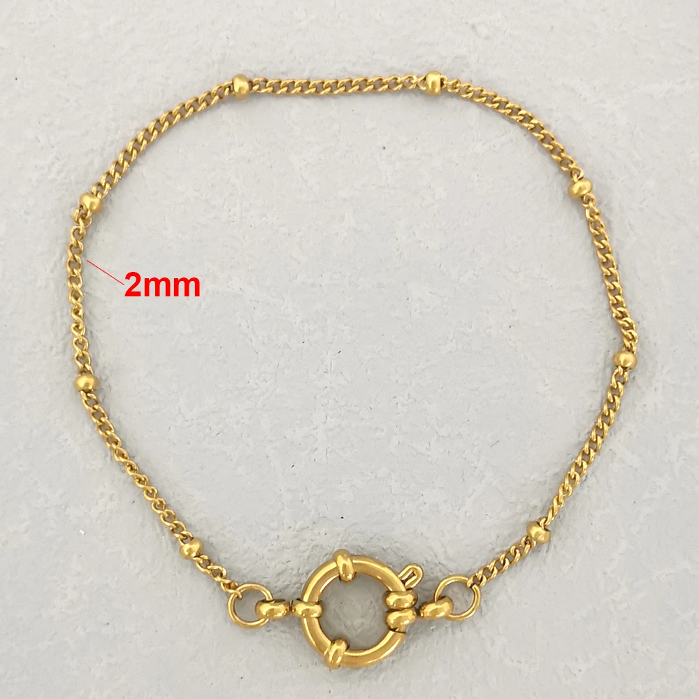 QMHJE Edelstahl Armband Fußkettchen Frauen Männer Anker Verschluss Perlen Kette Sailor Rad Geometrische Link Grundlegende DIY Gold Silber Farbe – Detail 7
