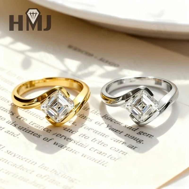 1-3ct Asscher Cut Moissanite Ring White Gold Yellow Gold  Vintage Engagement Ring Art Deco Wedding Band Anniversary Gift