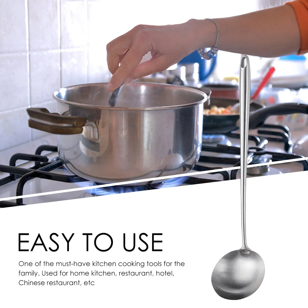 

Extra Long Stainless Kitchen Utensil Steel Cooking Ladle Ergonomic Handle Kitchen Utensil Cooking Spoon For Daily Use