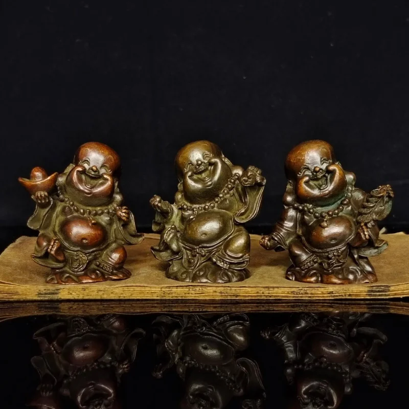 

Antique Bronze Maitreya Buddha Statue Set Large Belly Buddha Happy Buddha Home Office Decoration Gift Ornament