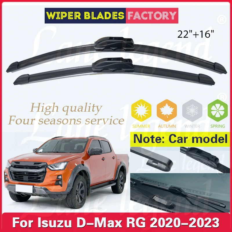 

For Isuzu D-Max RG 2020 2021 2022 2023 Car Front Wiper Blades Windscreen Windshield Windows Brushes Washer Accessories 22"+16"