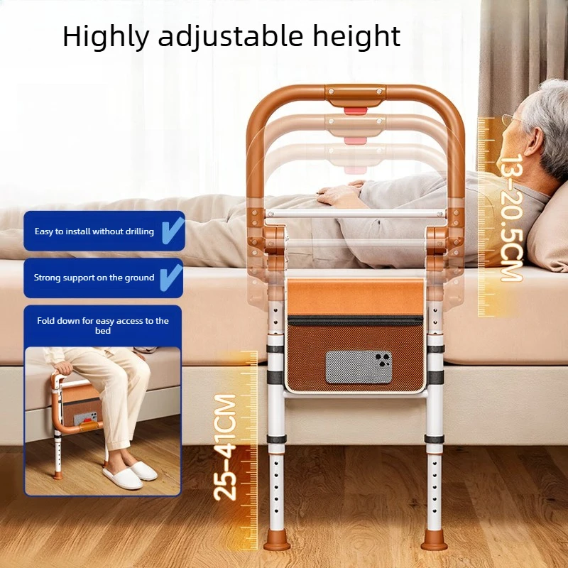 Floor Standing Bed Assist Rail Bedside Safety Handle Standing Support Guard for Seniors Home Bedroom Mobility Aid 침대 안전 손잡이