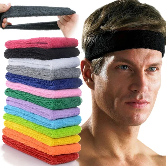 Unisex sportowa bawełna opaska z pałąkiem na głowę dla mężczyzn kobiety joga Hairband Gym Stretch opaski do włosów mocne elastyczne Fitness koszykówka zespół