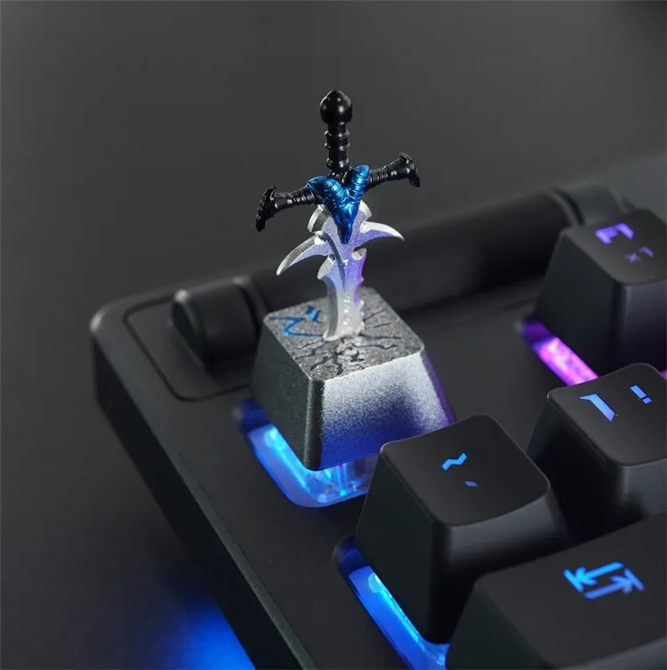 Frostmourne Lich King Metal Keycap Light Transmission 3D Aluminium Alloy Keycaps For Keyboard CNC Engraving World of Warcraft