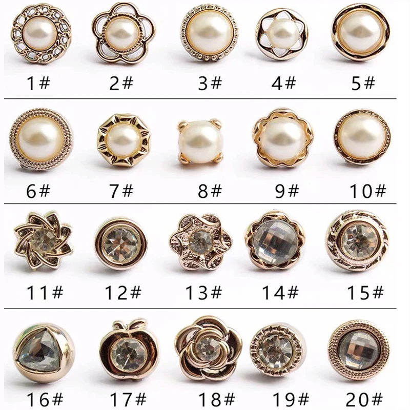 10Pcs Pearl Rhinestone Button No Sewing Brooch Prevent Accidental Exposure Buttons Brooches Pins Badge Cufflinks Shirt Button