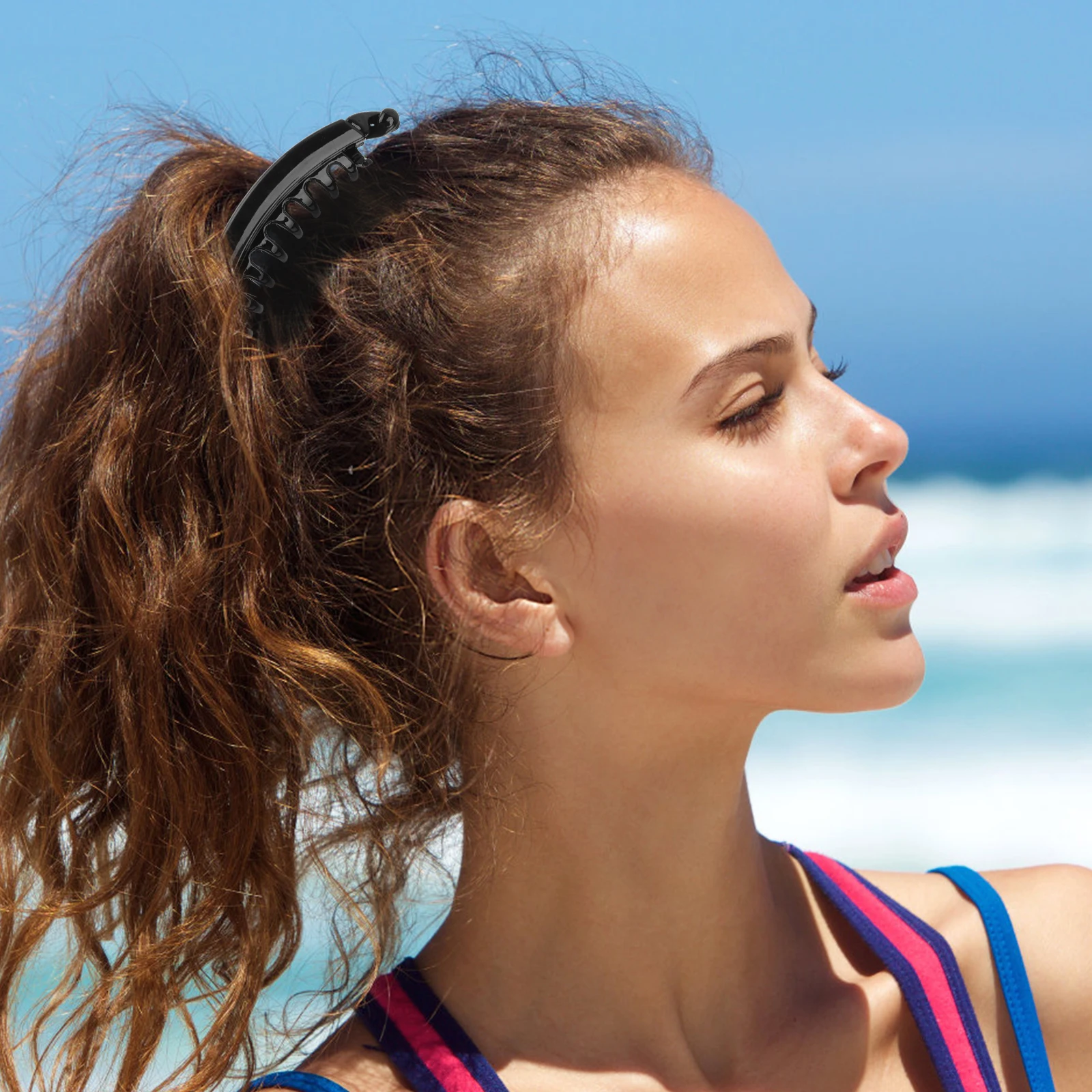 

4Pcs Toothed Banana Hair Clip Ponytail Holder Durable Pc Material Stay in Place All Day Black Banana Hair Clip