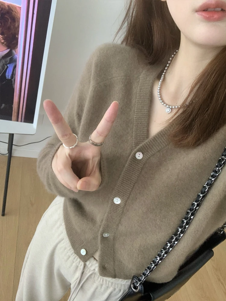 Ele ort V-Ne Gebreide Trui Dames Herfst Winter Loose Fit Afslanken Open Vest Koreaanse Sle Faionable Casual