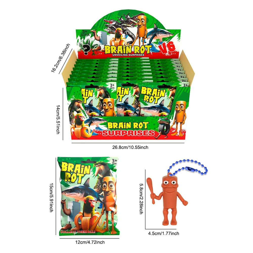 Action Figures Giocattolo Portachiavi 3D Stampato Tung Tung Tung Ciondolo Appeso Tungtung Chiavi Auto Anello per Borse Ciondolo Decor Regalo