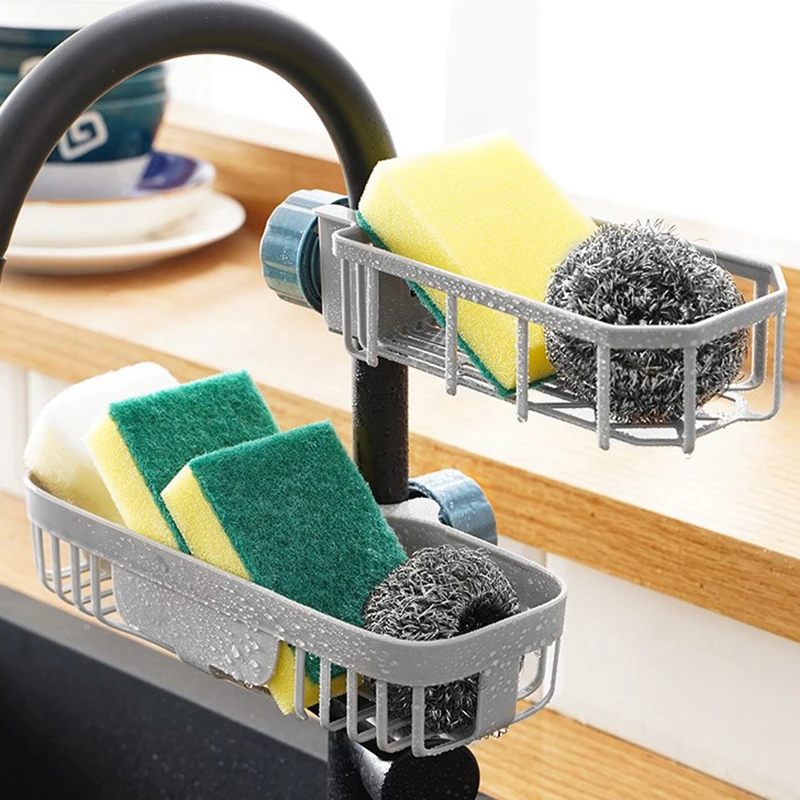 Adjustable Sink Drain Rack Sponge Storage Faucet Holder Soap Drainer Shelf Basket Organizer Kitchen Bathroom Accessories