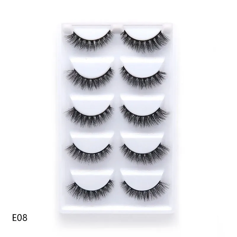 The most popular 3D E series 28 styles 5pairs/set 3D mink False EyeLashes 5 Pairs 3D Natural Long faux mink Eyelashes