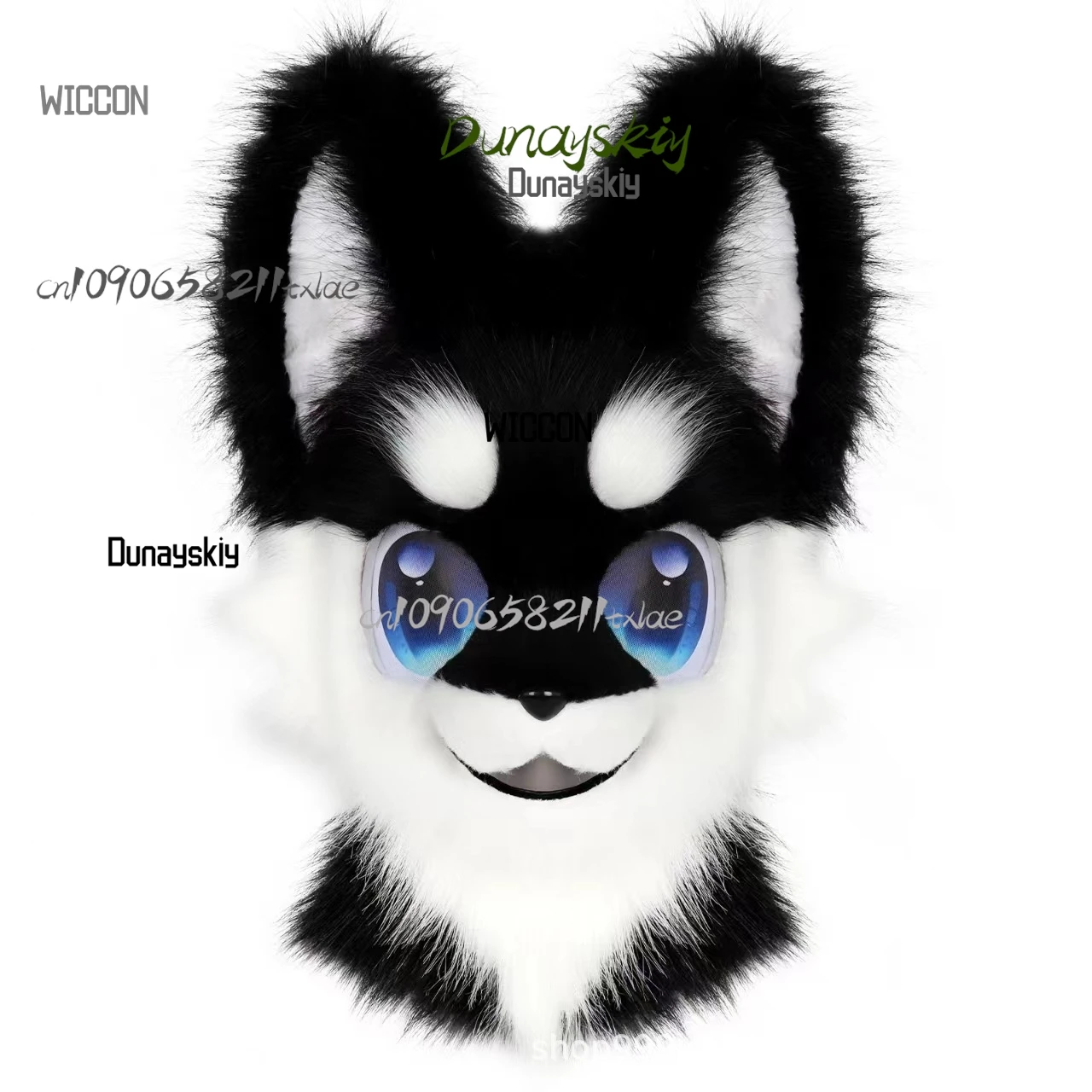 فروي رئيس واحد سامويد رئيس Fursuit النمط الياباني kawaii جودة عالية جيراي كي أزياء تنكرية رائعة اكسسوارات الهالوين