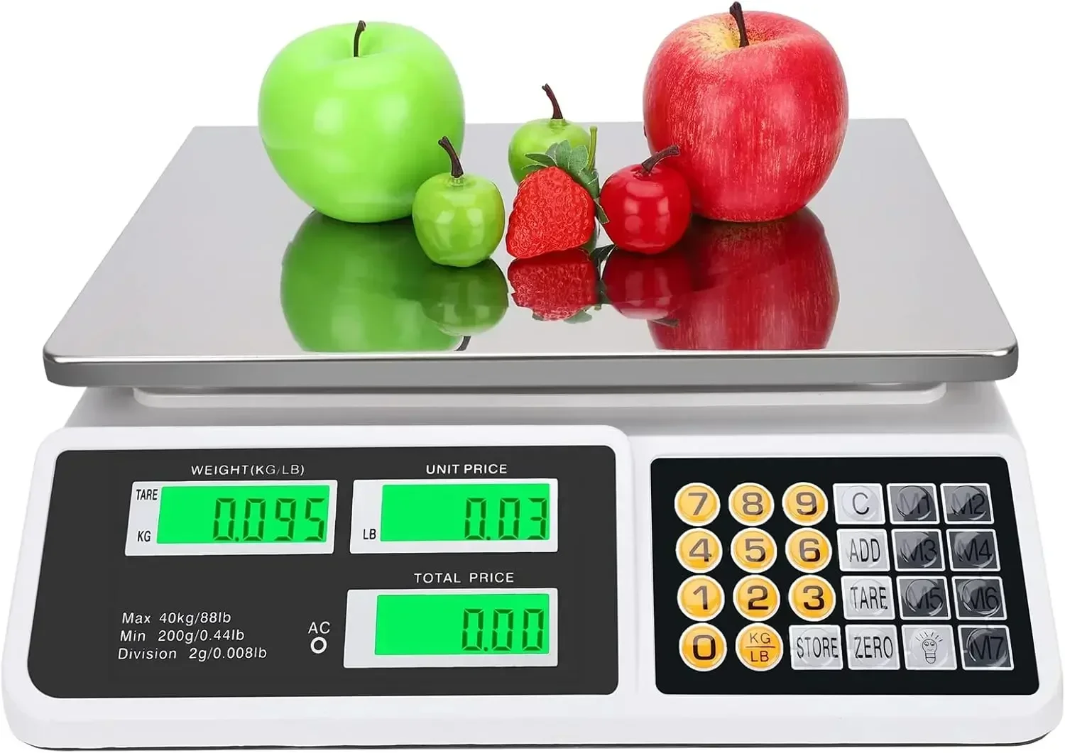 

40kg LCD Digital Commercial Price Scale with Stainless Steel Platform for Retail and Markets