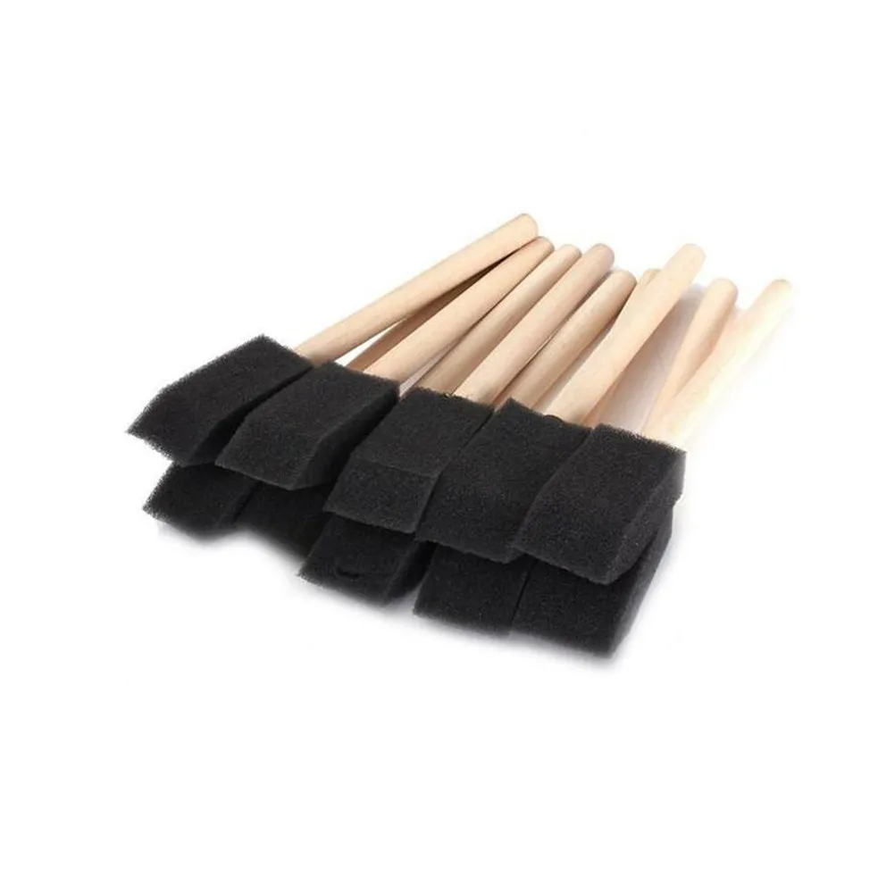 15Pcs 2.5cm Wood Handle Sponge Paint Brushes for Art Scrapbooking Mixed Media Altered Projects Absorb Reduce Drips All Paints