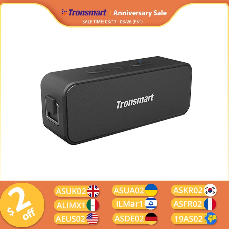 Tronsmart T2 Plus Speaker Upgraded Version with Bluetooth 5.3, Waterproof IPX7, NFC,24H Playtime, Micro SD for Camping, Outdoor