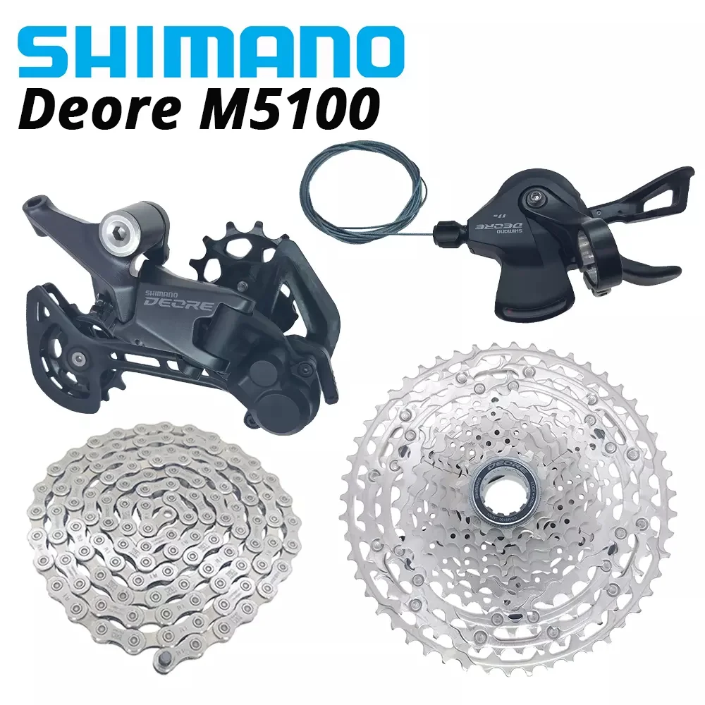 SHIMANO DEORE M5100 M5120 1x11 Speed Groupset MTB Mountain Bike Contains Shift Lever Rear Dearilleur Cassette Chain 11V RD-M5120