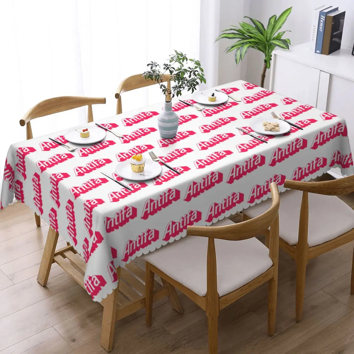 Antifa Custom Rectangular Tablecloth Oilproof Table Cover for Dining Events Table Cloth
