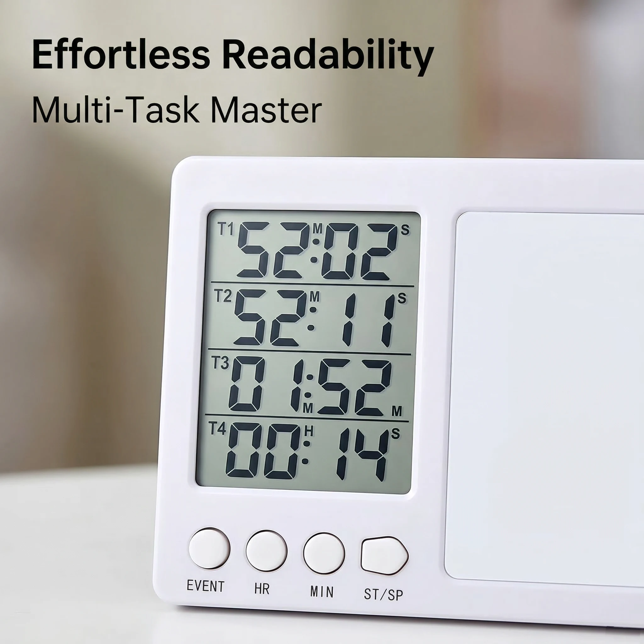Digital Kitchen Timer Large LCD 4 Channel Digital Timer Kitchen Timer Count Down Up Timer Tablets KT002 White Button