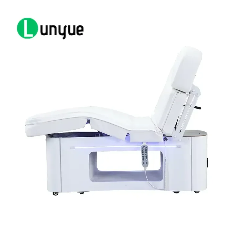 4 Motor Electric Massage Bed with Heated Mattress Adjustable LED Lights High Density Sponge Spa Table for Beauty