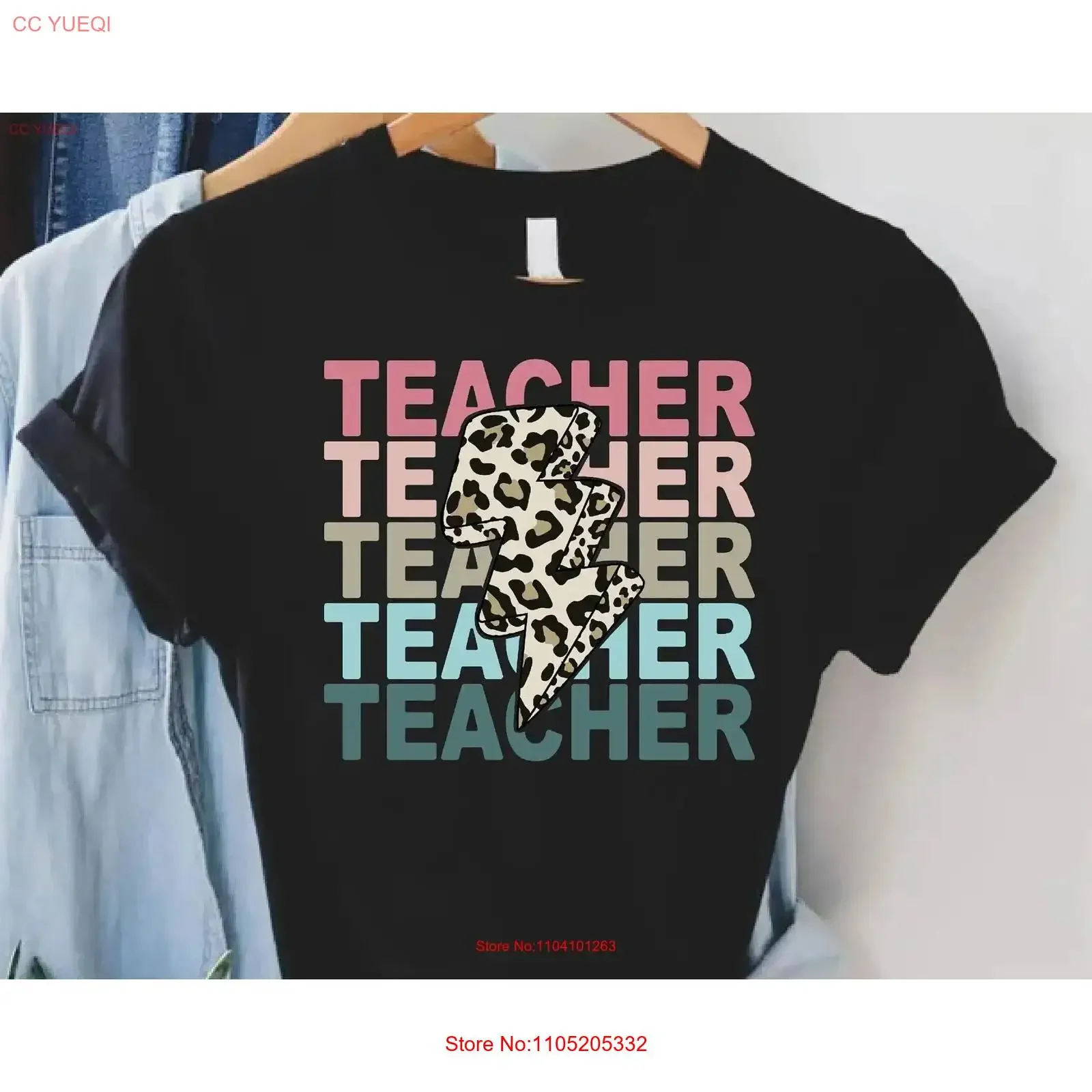 Retro Teacher T Shirt Leopard Lightening Bolt Future Teaching Student Graduation Appreciation vintage Washed Versatile homme