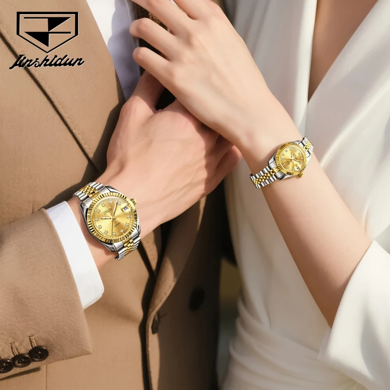 JSDUN 8737 ساعات ميكانيكية أوتوماتيكية للأزواج ساعة أصلية فاخرة للرجال والنساء