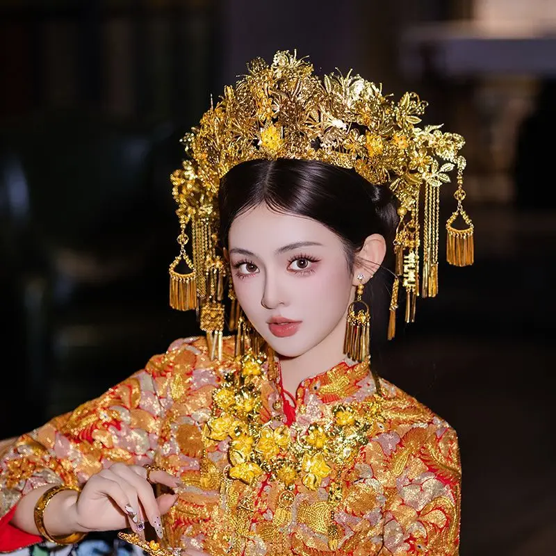 

Роскошный набор заколок для волос с кисточками в стиле ретро, винтажный китайский традиционный свадебный костюм Xiuhe, аксессуары для волос для женщин