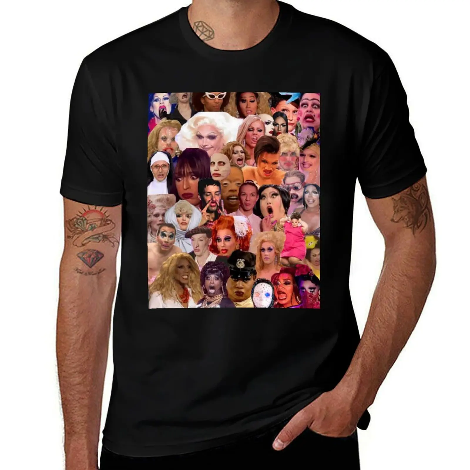 Iconic Drag Queens collage T-Shirt Heavy Duty Casual Work Tee T-Shirt