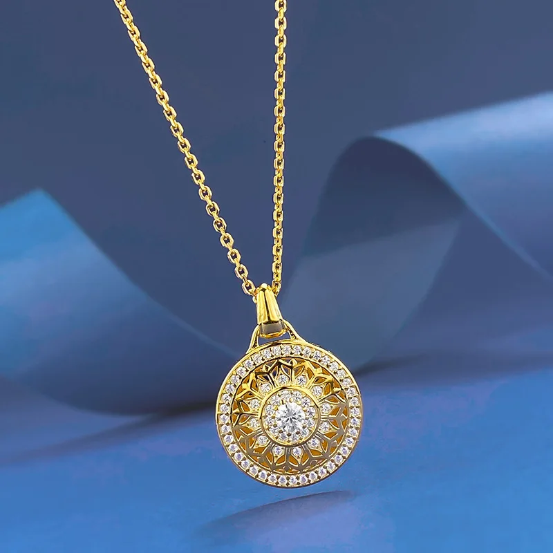 luxury real gold jewelry 24k certifid eight treasures compass pendant au999 pure gold necklace adjustable