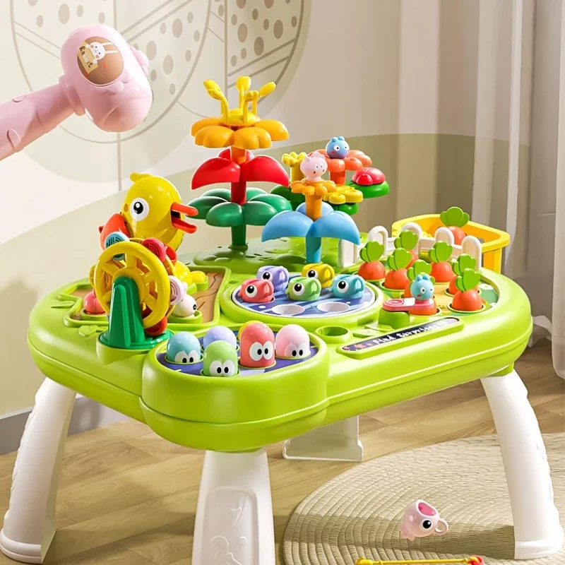 Peuter Montessori Speelgoed Vissen Whac Een Mol Trek Wortel Voeden 4-In-1 Multifunctionele Muziek Speelgoed Leren Educatief Baby Cadeau
