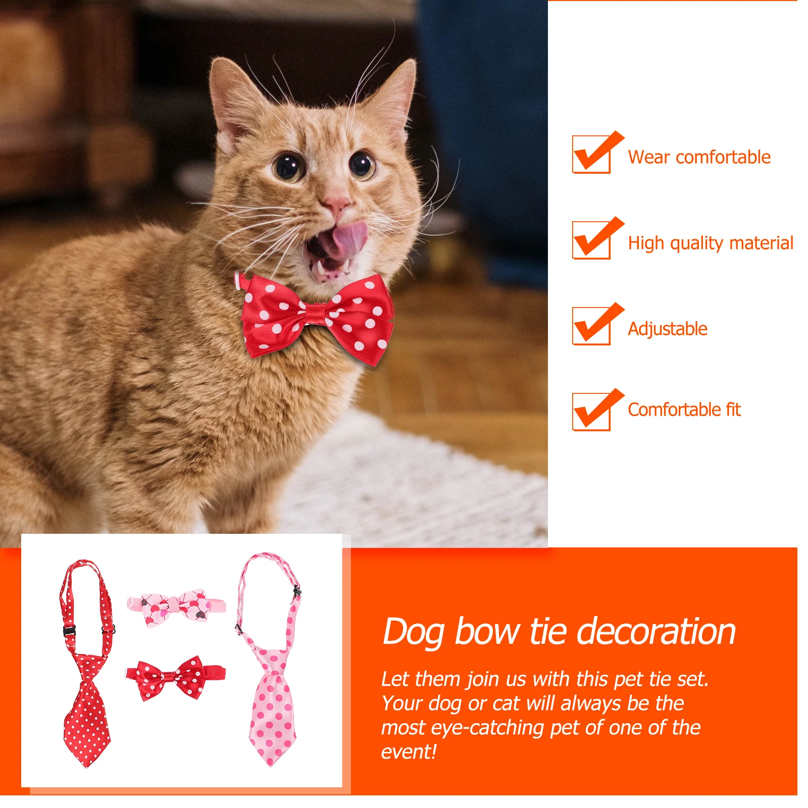 

Bow Accessories 2 Sets Dog Cat Party Neckties Valentine Decor Prop Photoshoot Stylish Valentine'S Day Pet Tie Pet Fashion