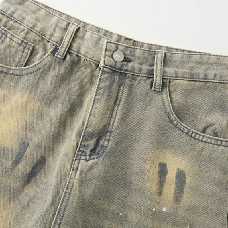 Chique design oversized denim broek herfst trendy dagelijks woon-werkverkeer bijpassende jeansbroek retro gewassen rechte broek met wijde pijpen