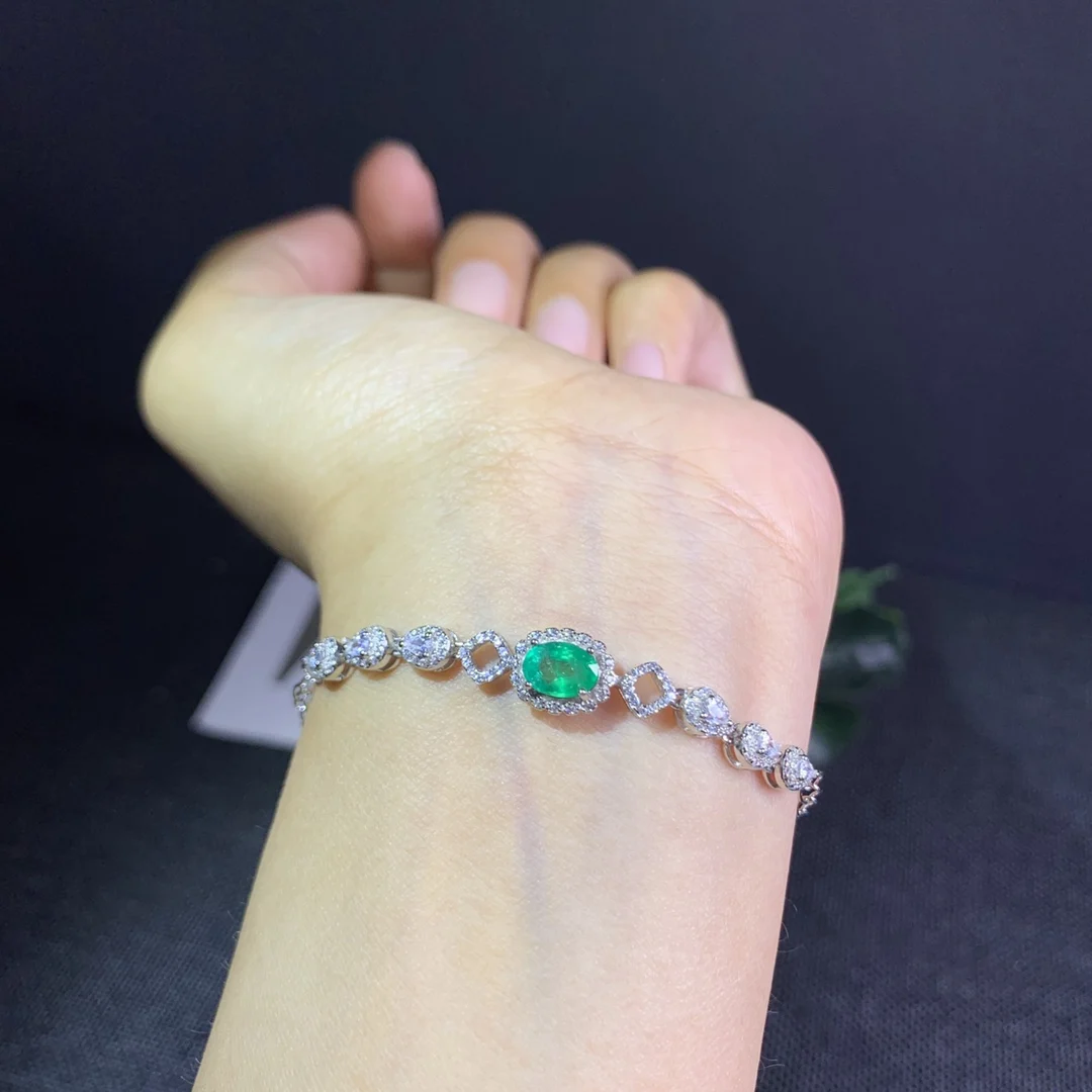 Women's 925 Silver Emerald natural Gem bracelet luxury women's jewelry Women's free shipping Christmas women's bracelet boutique