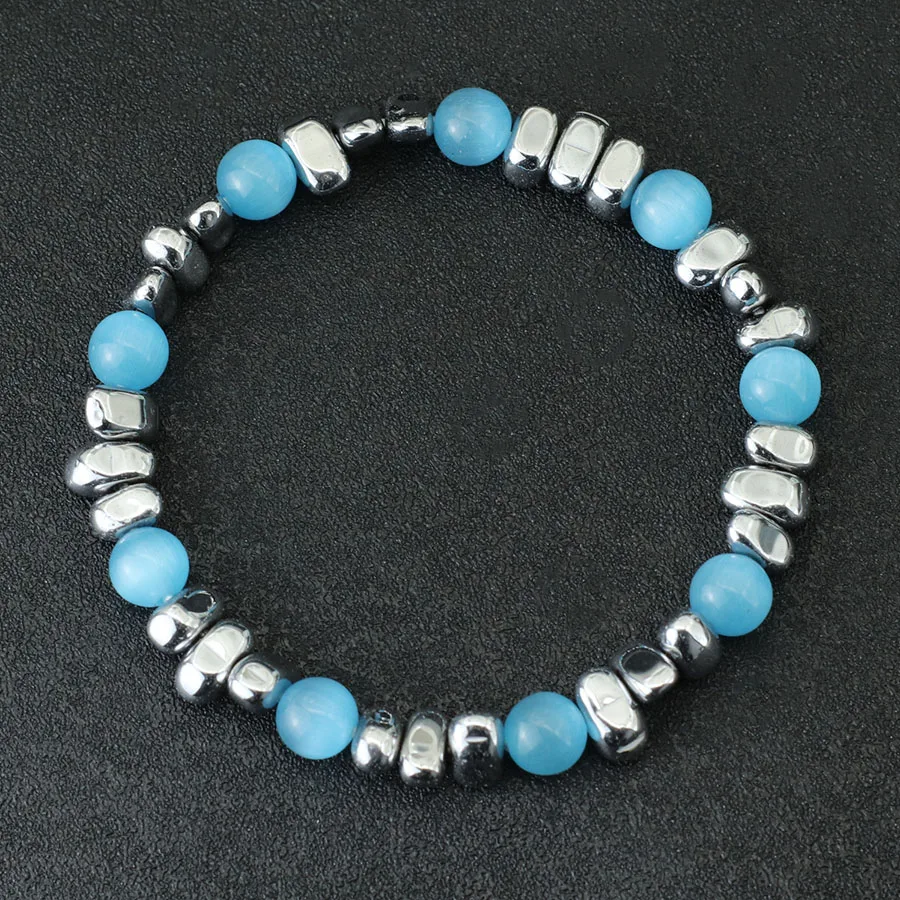 8mm Natural Stone Beads Opal Bracelet Charms Irregular Hematite Braslet For Men Women Cool Armband Jewelry