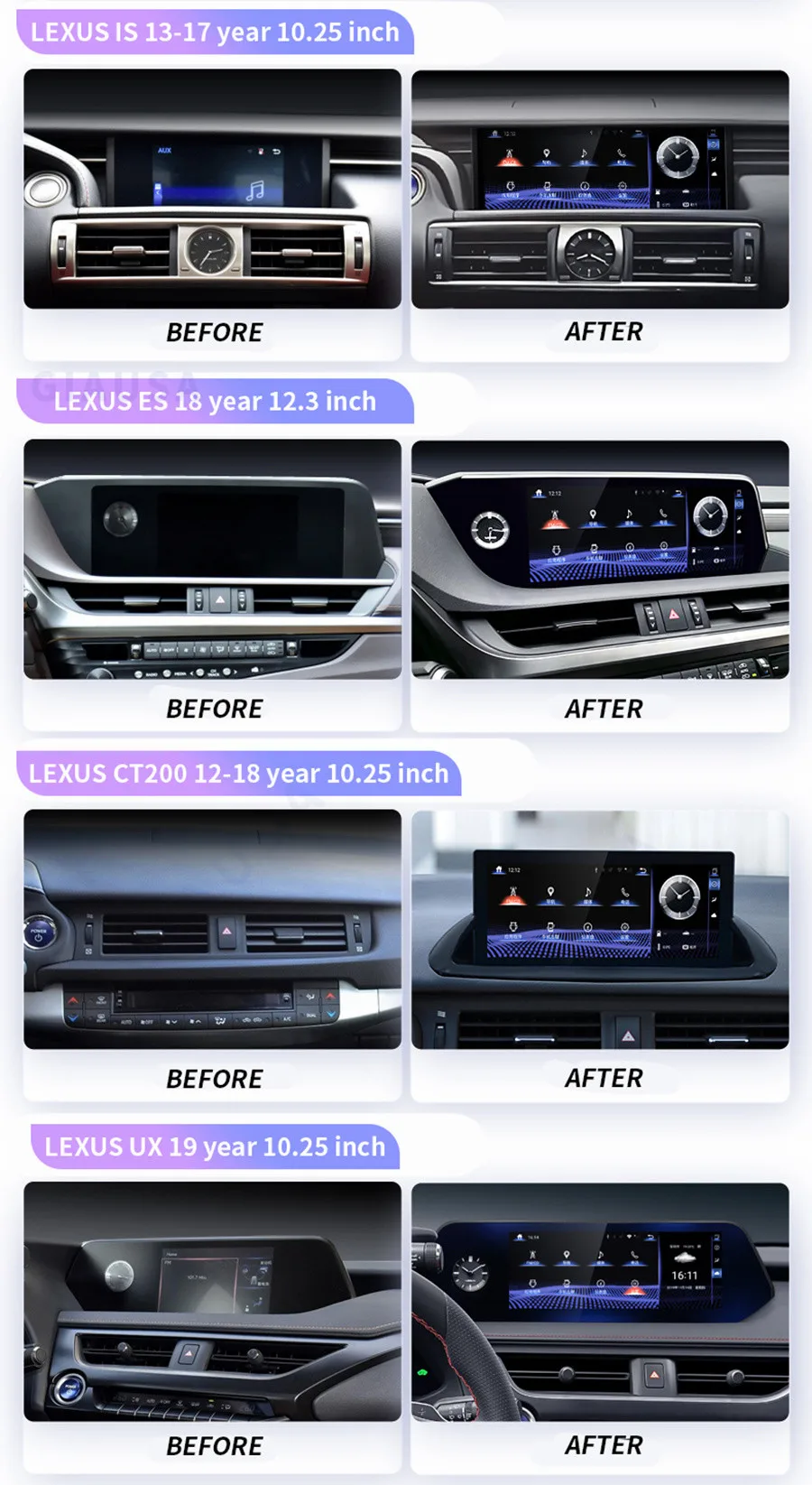 

Multimedia Video Player For Lexus CT200h CT200 CT 200H Stereo 128GB Android 11 Car Radio CarPlay GPS 1920*720 Screen 10.25Inch