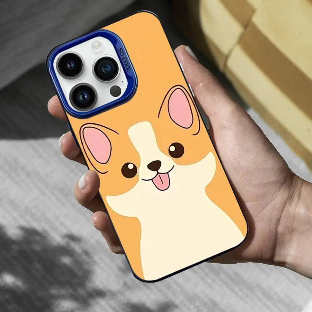 حافظة هاتف كورجي دوج كارتونية لطيفة لهاتف آيفون 16,15,14,13,12,17,11,Mini,Pro,SE,XS,MAX غطاء سيليكون أزرق غير لامع #6