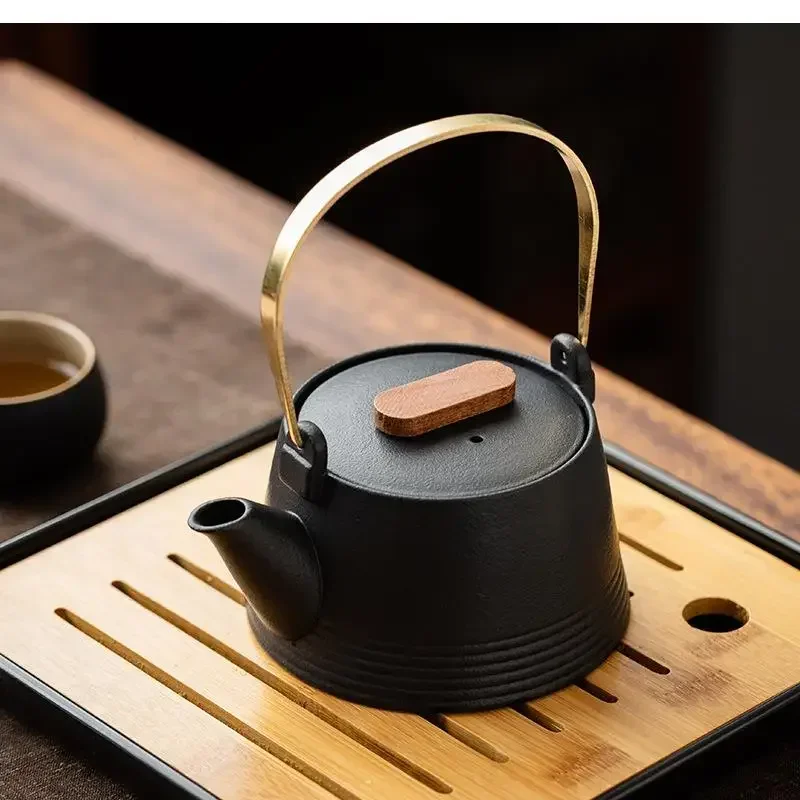 Quality Chinese Tea Set Hand-held Black Ceramic Teapot  Set Kung Fu Tea Box Purple Sand Charm Tea Pet