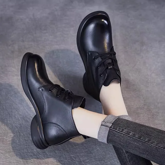 

Retro Boots Women's Soft Bottom Genuine Leather Boots High Tube Head Layer Cowhide Spring Autumn Winter Thickened Rubb...
