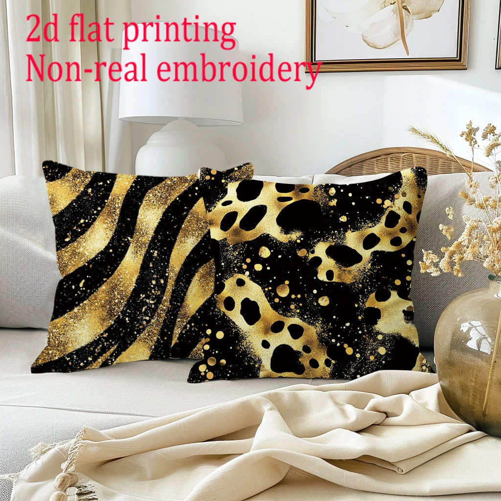 1/4pcs Luxury Black Gold Animal Print Throw Pillow Covers Zebra Leopard Giraffe Pattern Cushion Cases for Home Decor
