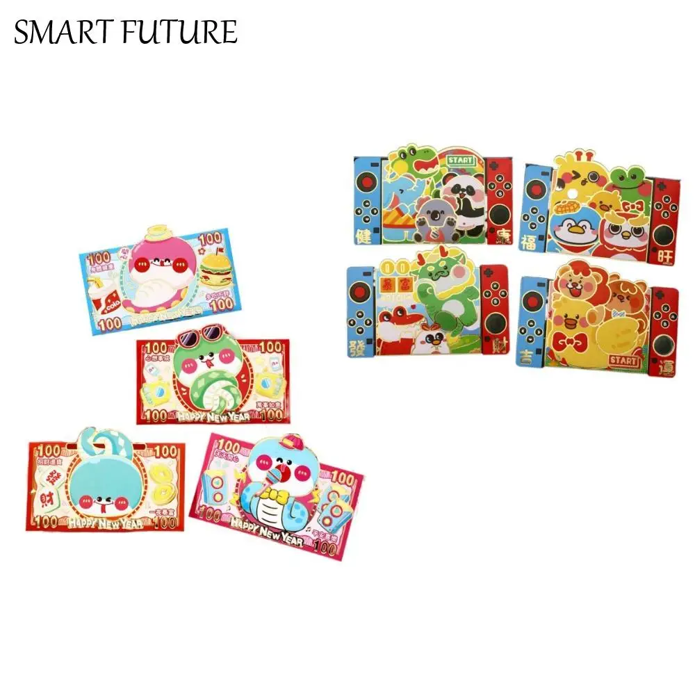 

8Pcs Chinese 2025 Year Red Envelope Blessing Spring Festival 3D New Year Red Packet Cartoon Best Wishes Lucky Red Pockets