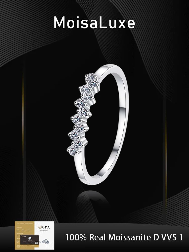 

MoisaLuxe Official Store Moissanite Sterling 925 Silver Ring Small Row Diamond Princess ring for women jewelry Love gift